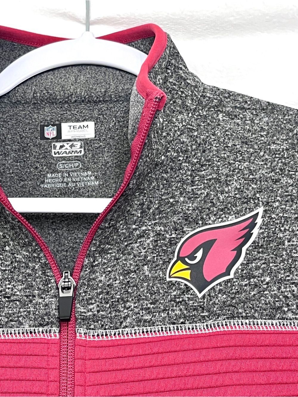 NFL Team Apparel Arizona Cardinals Zip Fleece Jacket Red Grey Women's M - Picture 3 of 5